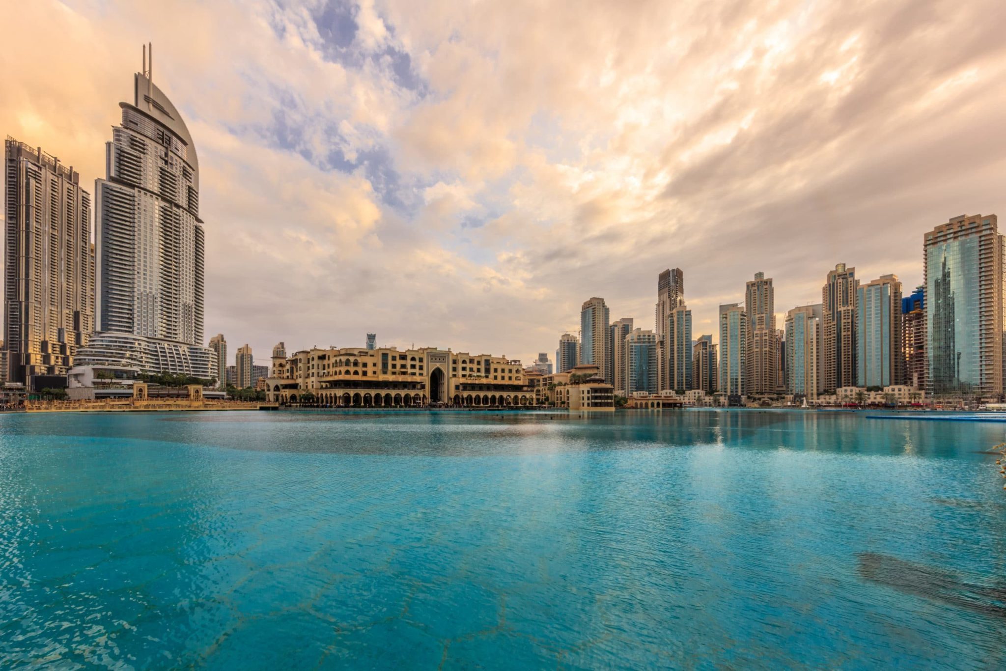 Landscape view in UAE with water and buildings