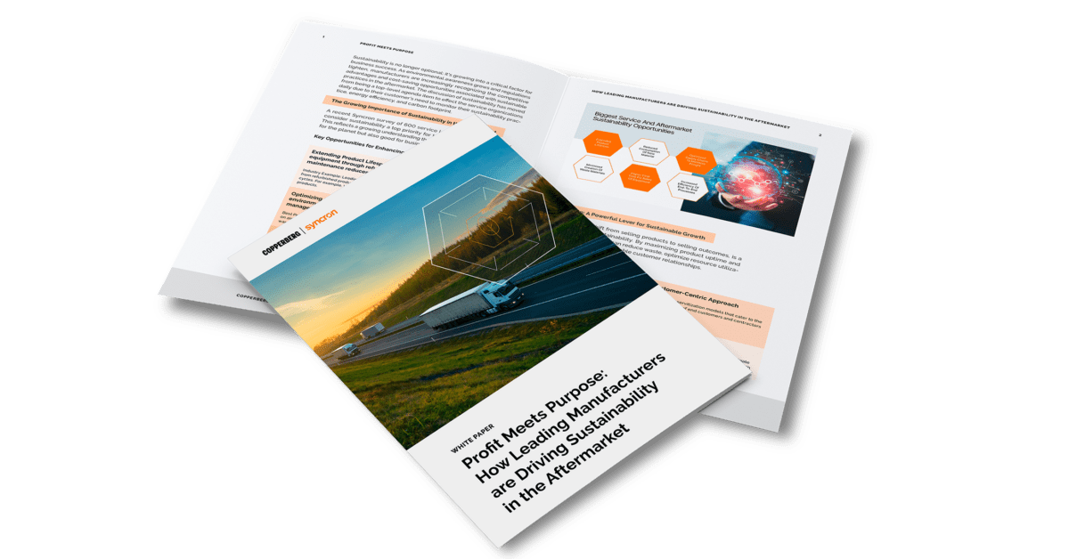 mockup of report profit meets purpose for sustainability in aftermarket